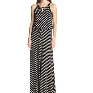 Calvin Klein Keyhole Striped Maxi Dress Sz L